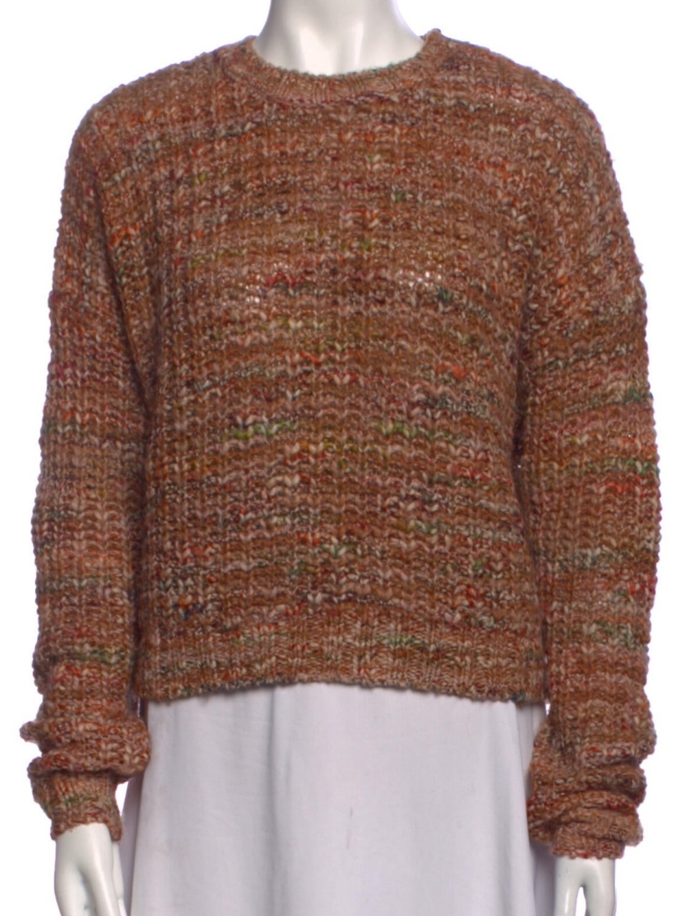 Frame Denim Chunky Crewneck Sweater in Rust Multicolor